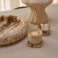 Mooisa marmeren onderzetters | Sandal onyx | Set van 4 stuks | 10 cm