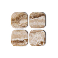 Mooisa marmeren onderzetters | Sandal onyx | Set van 4 stuks | 10 cm