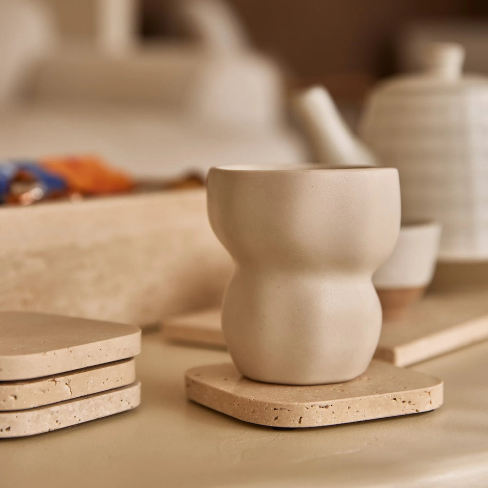 Mooisa travertine onderzetters organisch | 4 stuks | 10 cm