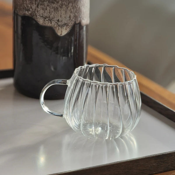 Stripe Ripple pompoen glazen | 2 stuks | 400 ml