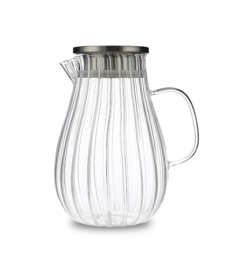 Gloria stripe glazen karaf met deksel
