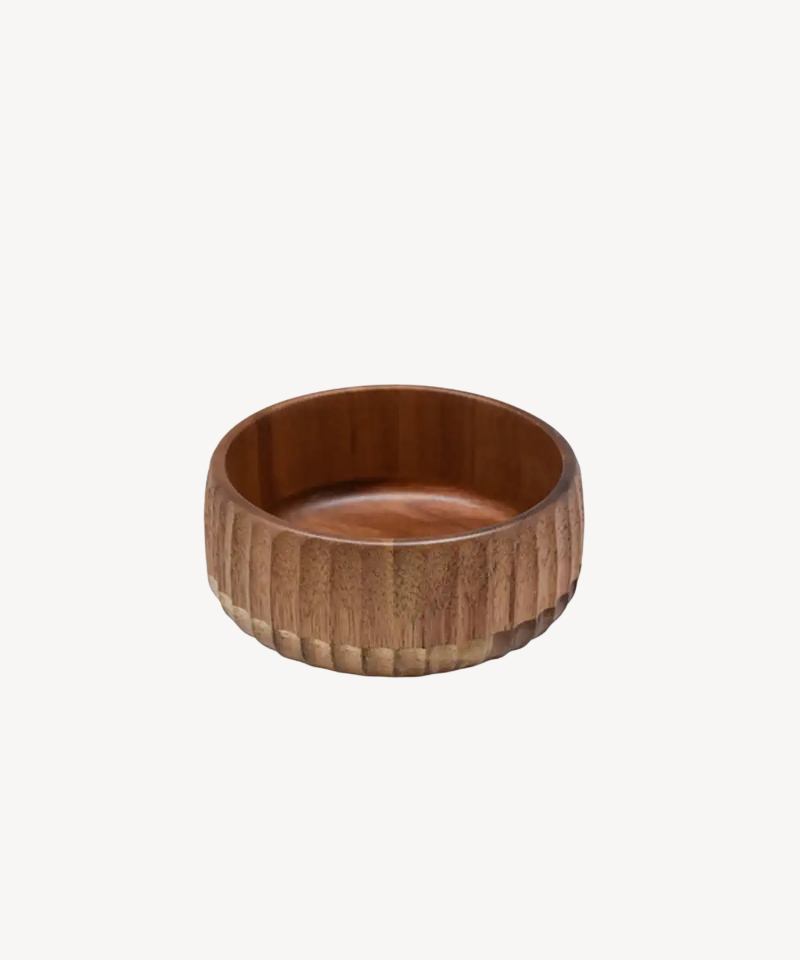 Acacia Curve Serveerschaal – Houten Kom met Ribbelstructuur