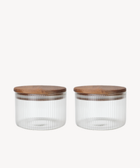 Voorraadpot Stripe met acaciadeksel | 2 stuks | 450 ml