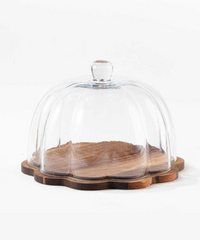 Cloudy borosilicaat acacia houten taartplateau
