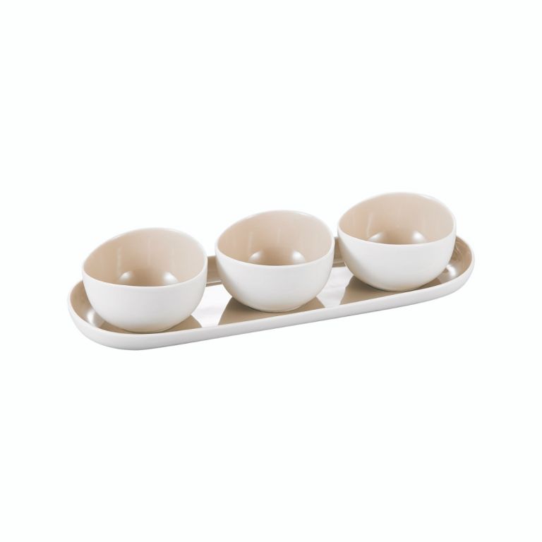 Bricard Colmar aperitief set | wit-taupe | 4-delig