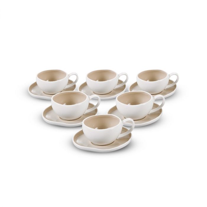 Bricard Barles espressokopjes beige-wit | 12-delige set | 125 ml