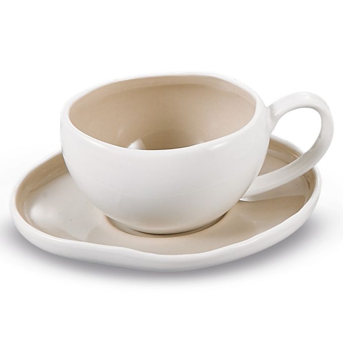 Bricard Barles koffiekopjes beige-wit | 12-delige set | 225 ml