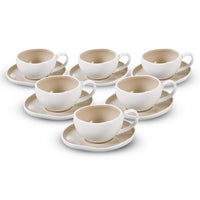Bricard Barles koffiekopjes beige-wit | 12-delige set | 225 ml