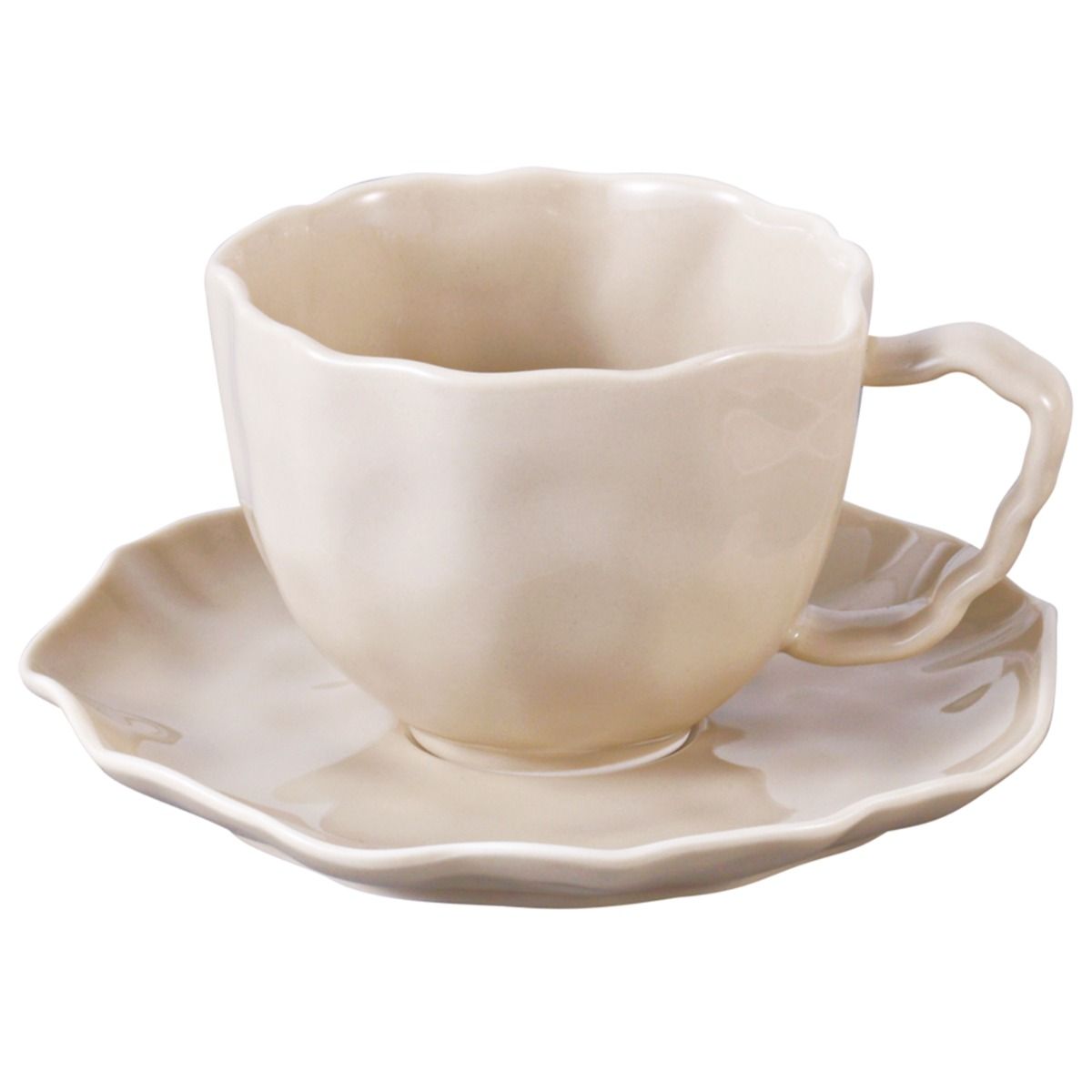 Bricard Angles Koffieset – Taupe Porselein 12-delig voor 6 Personen