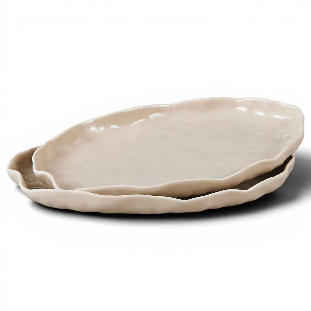 Bricard Angles Serveerschalenset – Taupe Porselein 2-delig