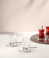 Pasabahce Irmak Theeset 12-delig | 6 Theeglazen + 6 Schoteltjes