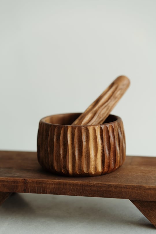 Gloria acacia houten vijzel met stamper