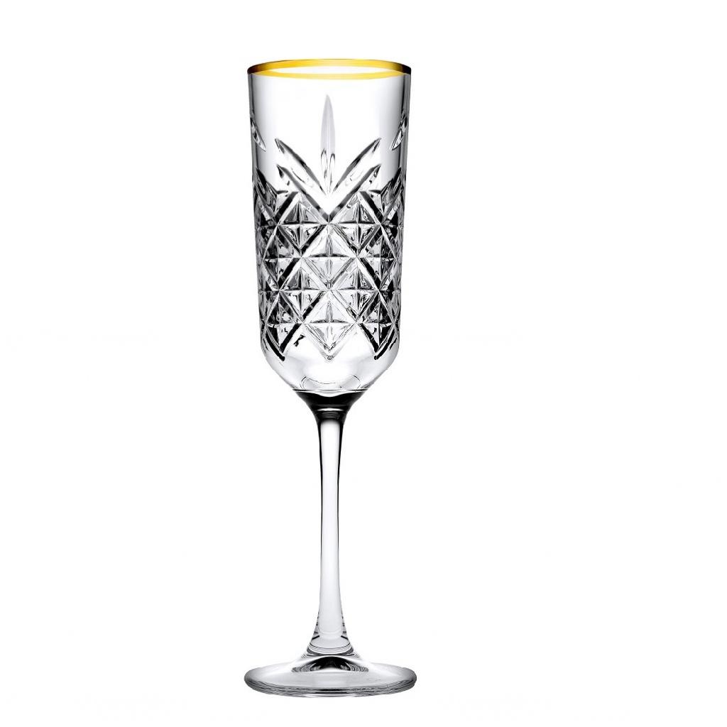 Pasabahce Timeless Golden Touch champagneglazen flute | 4 stuks | 175 ml