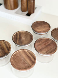 Voorraadpot met acaciahouten deksel | Rond | 6 stuks | 300 ml