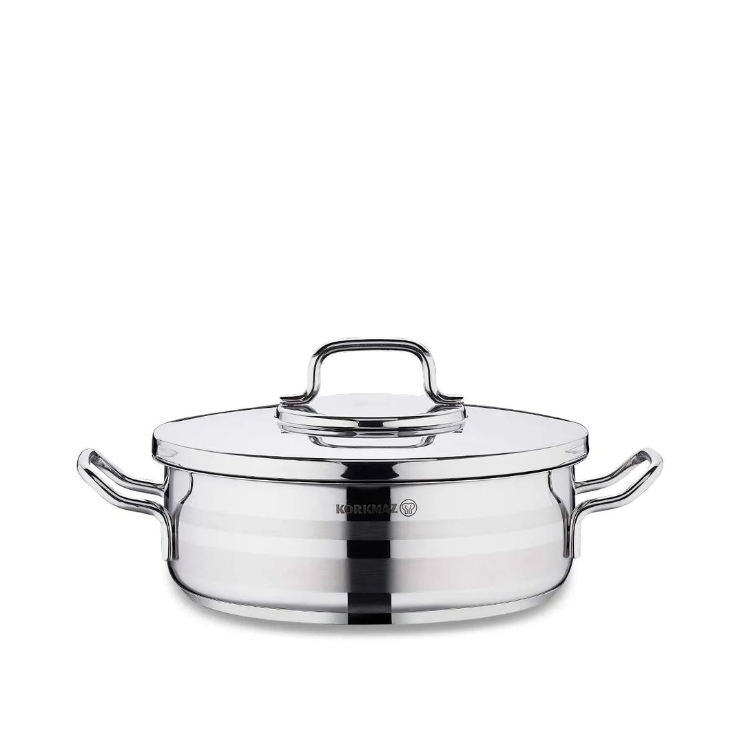 Korkmaz Astra2 rvs lage braadpan | Ø 24 cm | 3,5 L