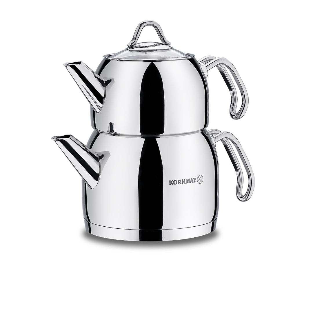 Korkmaz Provita maxi theepot – 18/10 Cr-Ni rvs – (1.1 L+2.0 L)