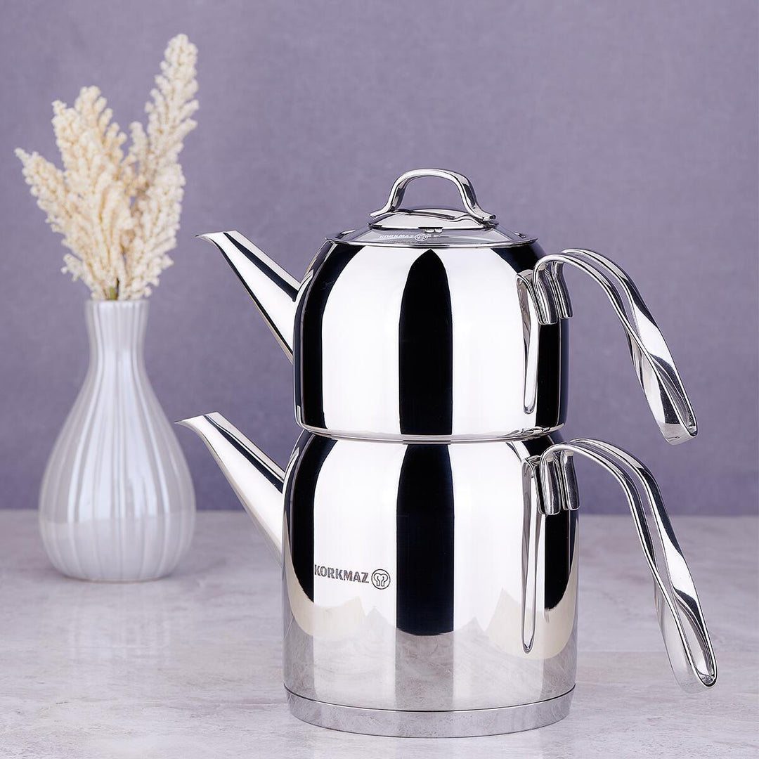Korkmaz Steama rvs theepot | 0.9 + 1.6 liter