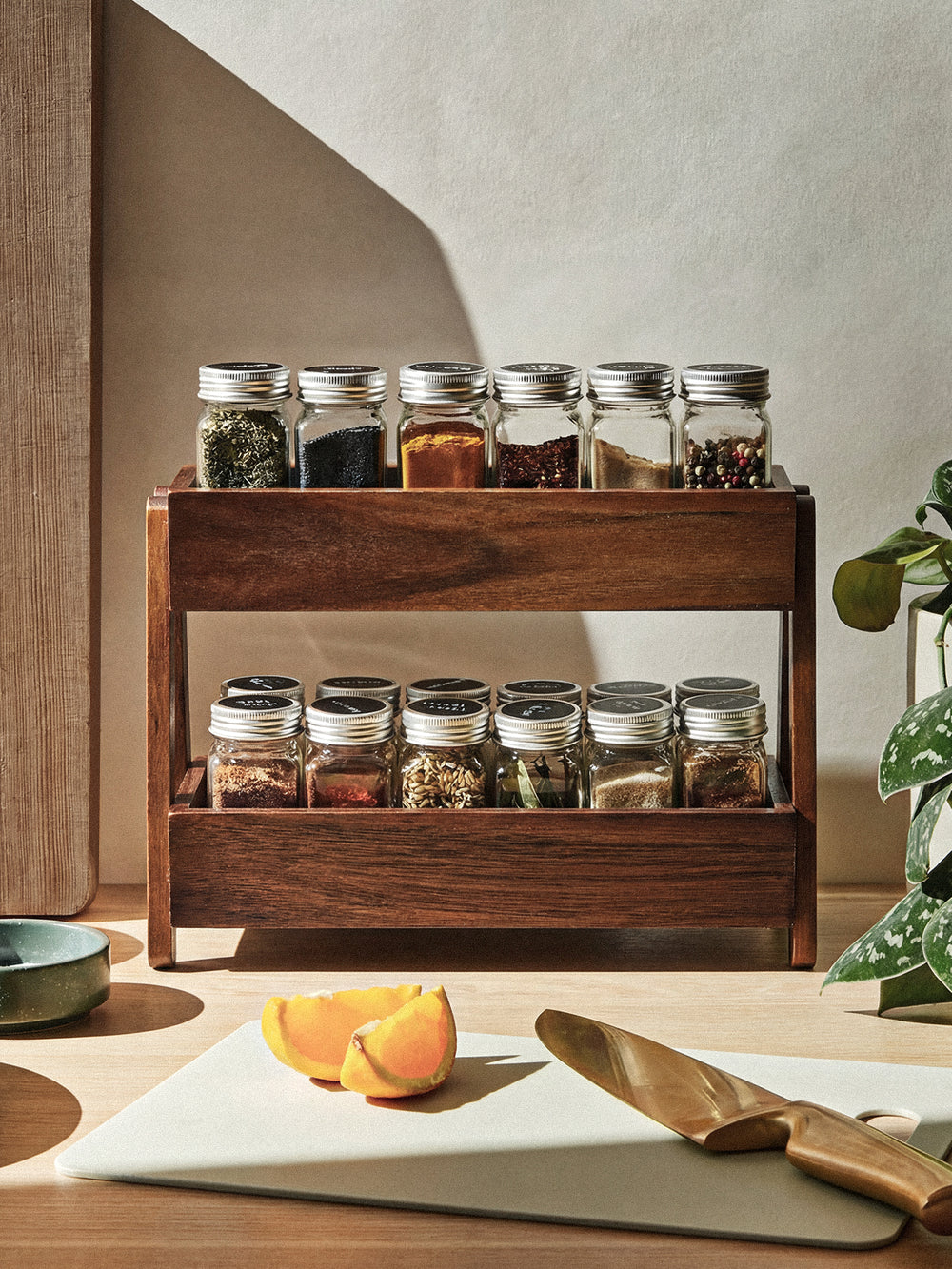 Nomad acacia kruiden organizer – 2-Laags houten kruidenrek