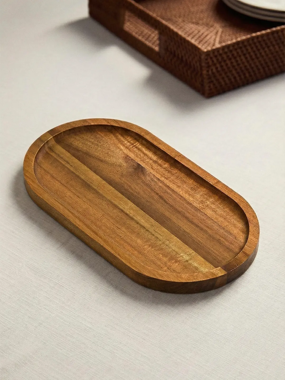 Cleo acacia houten serveerplank – ovaal serveerbord 26 × 14 cm