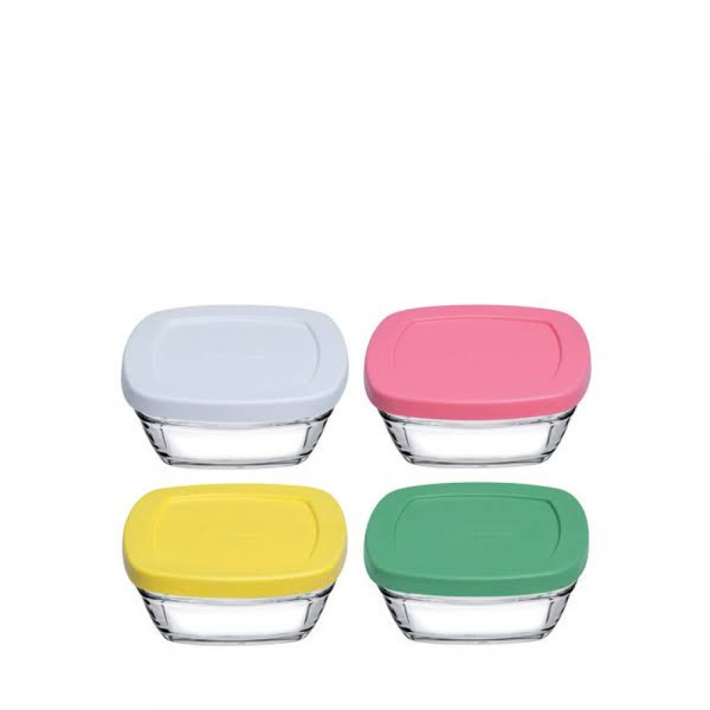 Pasabahce Pudding bewaarbak | 4 stuks | 4 kleuren | 310 cc