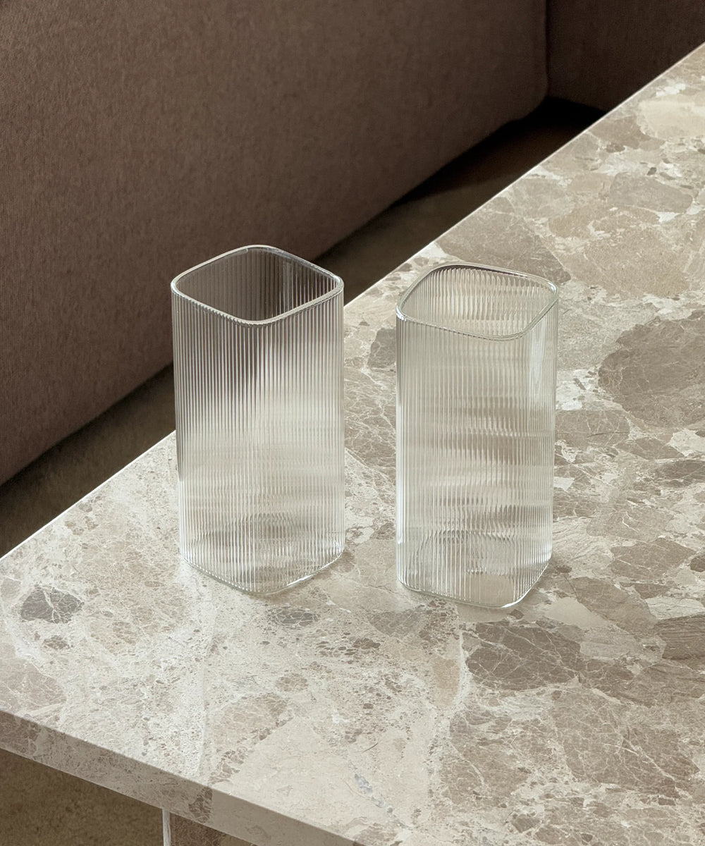 Square ripple rechthoekig glas | 2 stuks | 370 ml