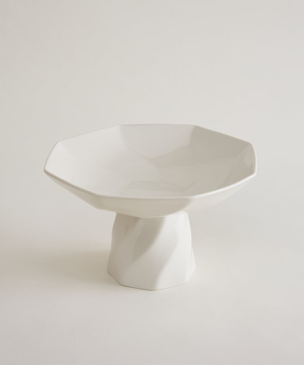 Imera Schaal op Voet 26,5 cm | Keramiek | Wit
