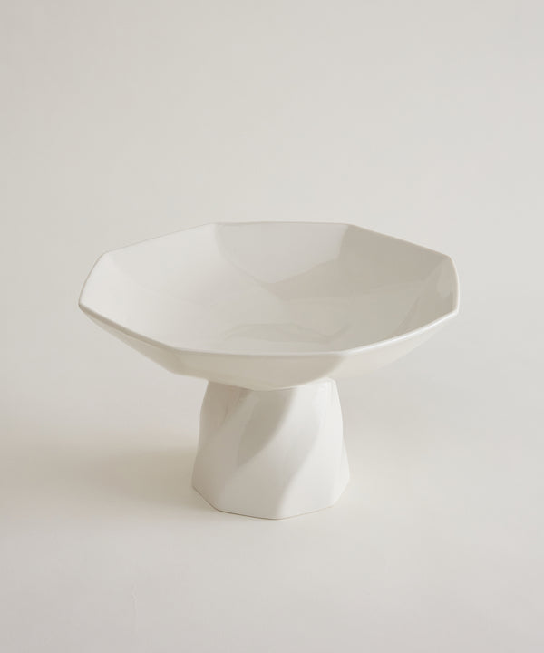 Imera Schaal op Voet 26,5 cm | Keramiek | Wit
