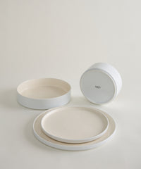Noa Beige White Serviesset 24-delig – Steengoed Dinerset voor 6 Personen