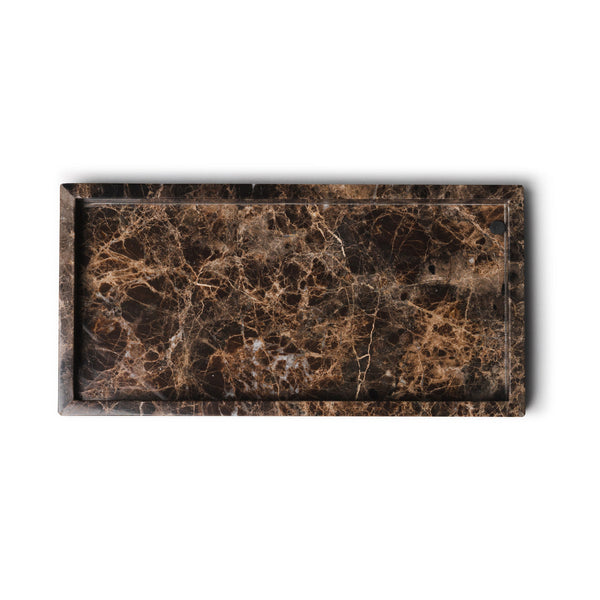 Marmer Dienblad met Rand | Bruin | 15x30cm