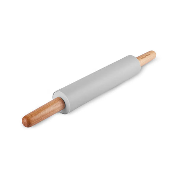 Karaca x Refika Gadgets Siliconen Deegroller met Houten Steel, Grijs