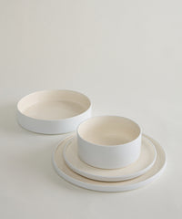 Noa Beige White Serviesset 24-delig – Steengoed Dinerset voor 6 Personen