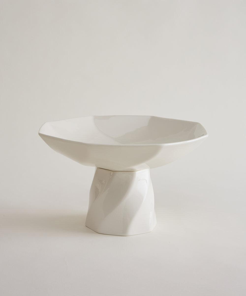 Imera Schaal op Voet 26,5 cm | Keramiek | Wit
