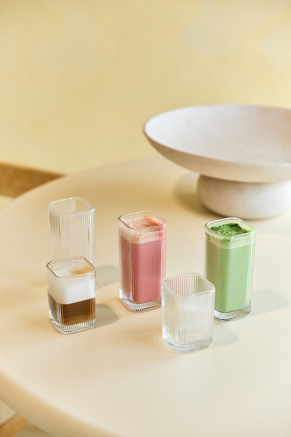 Ripple Kare glas Set van 6 | Geribbeld Glas
