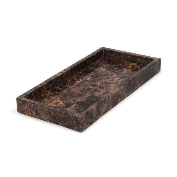 Marmer Dienblad met Rand | Bruin | 15x30cm