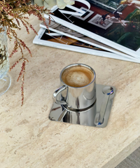 RVS Koffiekopje met Schotel en Lepel | 170ml