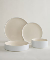 Noa Beige White Serviesset 24-delig – Steengoed Dinerset voor 6 Personen