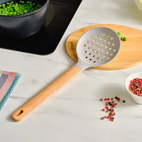 Karaca x Refika Gadgets Siliconen Schuimspaan met Houten Steel, Grijs