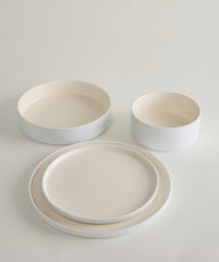 Noa Beige White Serviesset 24-delig – Steengoed Dinerset voor 6 Personen