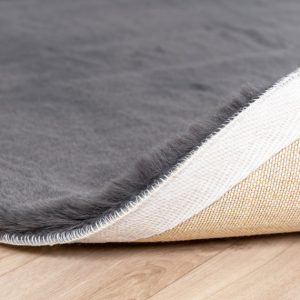 Softy collection hoogpolig rabbit zacht vloerkleed rond grijs