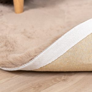 Softy collection hoogpolig rabbit zacht vloerkleed rond taupe