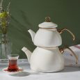 Karaca Retro emaille theepot - Creme