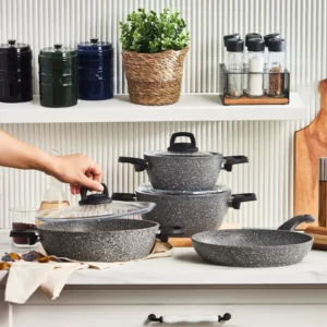 Karaca Gris Biogranit 7-delige pannenset