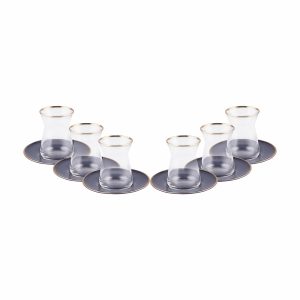 Karaca Retro theeglazen set voor 6 personen | antraciet