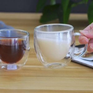 Dubbelwandige theeglazen met oor | 2 stuks | 250 ml