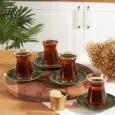Karaca Retro theeglazen set voor 6 personen | groen