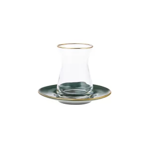 Karaca Retro theeglazen set voor 6 personen | groen