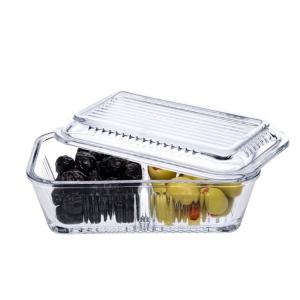 Pasabahce Frigo Studio voorraadbak met deksel | 2-vakken | 480 ml