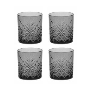 Pasabahce Timeless whiskeyglazen | 4 stuks | 345 cc | zwart