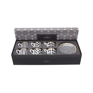 Karaca Chekers koffiekopjes set voor 6 personen | 80 ml