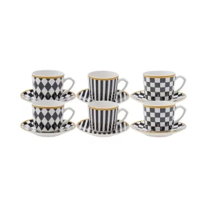 Karaca Chekers koffiekopjes set voor 6 personen | 80 ml